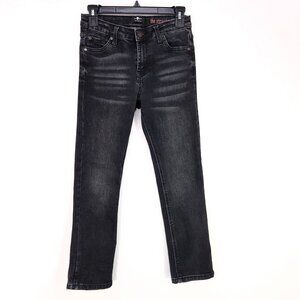 7 For All Mankind The Straight Jeans Women’s 10 Low Rise Black Denim Whiskered
